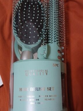 5PC Mint Green Hair Brush Set